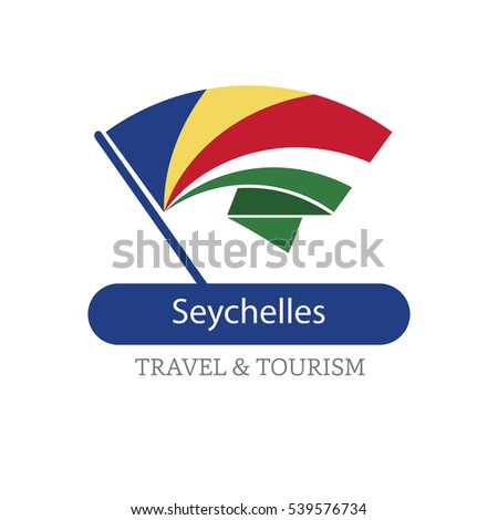 Seychelles The Travel Destination logo - Vector travel company logo design - Country Flag Travel and Tourism concept t shirt graphics - vector illustration