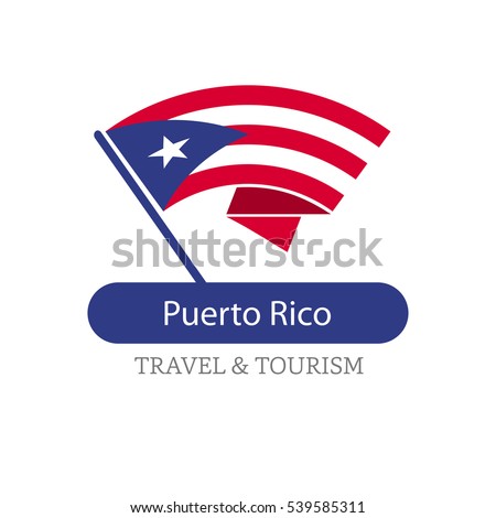 Puerto Rico The Travel Destination logo - Vector travel company logo design - Country Flag Travel and Tourism concept t shirt graphics - vector illustration
