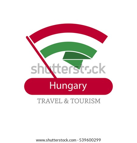 Hungary The Travel Destination logo - Vector travel company logo design - Country Flag Travel and Tourism concept t shirt graphics - vector illustration
