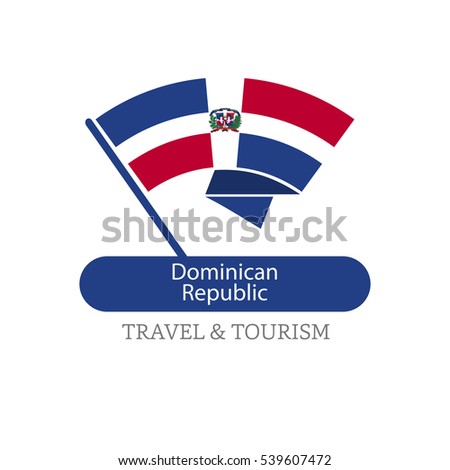Dominican Republic The Travel Destination logo - Vector travel company logo design - Country Flag Travel and Tourism concept t shirt graphics - vector illustration
