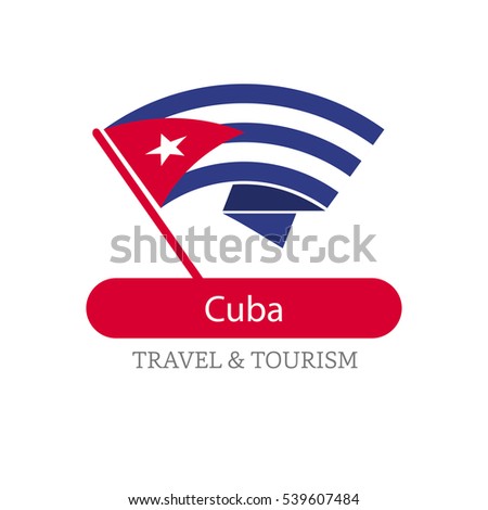 Cuba The Travel Destination logo - Vector travel company logo design - Country Flag Travel and Tourism concept t shirt graphics - vector illustration
