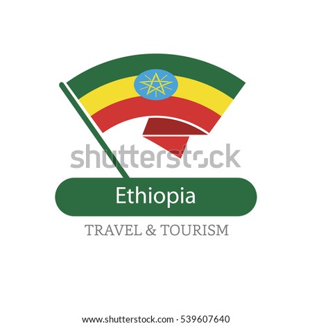 Ethiopia The Travel Destination logo - Vector travel company logo design - Country Flag Travel and Tourism concept t shirt graphics - vector illustration

