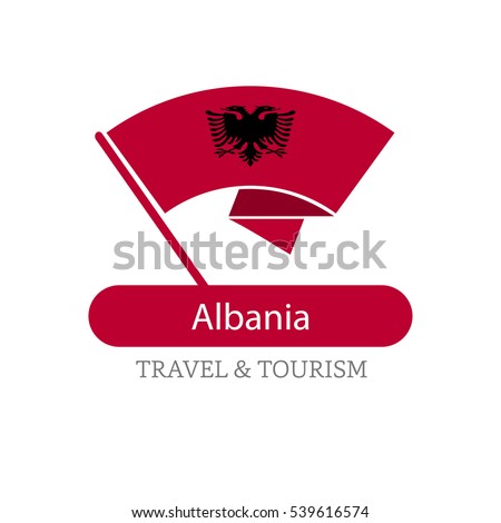 Albania The Travel Destination logo - Vector travel company logo design - Country Flag Travel and Tourism concept t shirt graphics - vector illustration