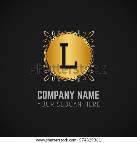 Creative Gold Plate L Alphabet Business company logo template Stok fotoğraf © 