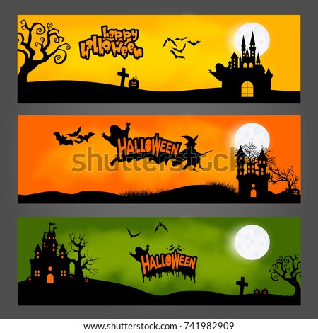 Vector set of three Halloween Banner