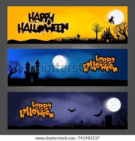 Three Halloween Banners/Headers or Footers, designed