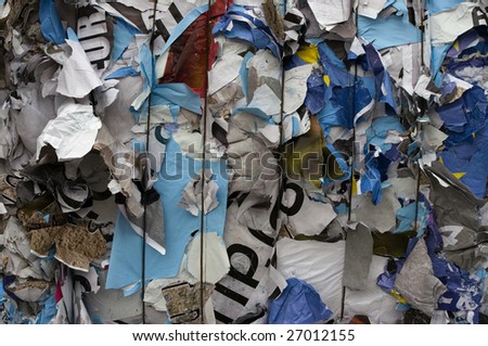 Bale of poster paper for recycling