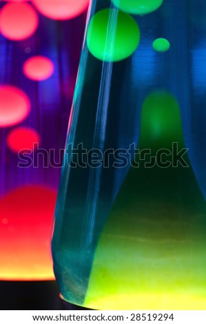 Close-up view of 2 lava lamps