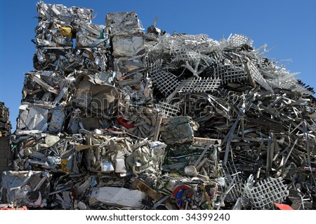 Pile of scrap metal in a scrapyard