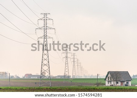 Similar – Foto Bild Freileitungsmasten mit Freileitungen im Sonnenuntergang / Energieversorgung