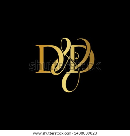 D & D / DD logo initial vector mark. Initial letter D & D DD luxury art vector mark logo, gold color on black background.