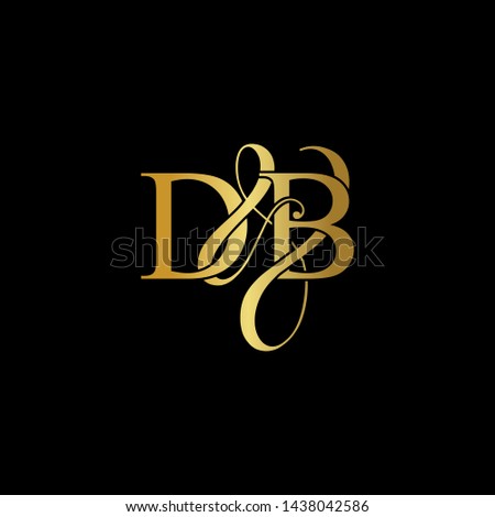 D & B / DB logo initial vector mark. Initial letter D & B DB luxury art vector mark logo, gold color on black background.