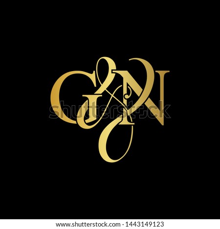 G & N / GN logo initial vector mark. Initial letter G and N GN logo luxury vector mark, gold color on black background. Stock fotó © 