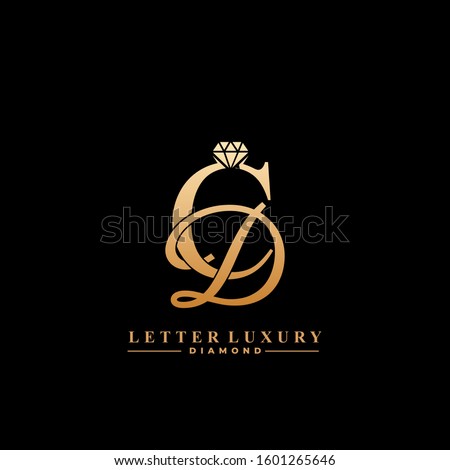 Initial Letter Luxury CD with diamond. Diamond Icon in Flat Style Logo. Stok fotoğraf © 