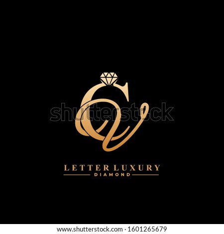 Initial Letter Luxury CV with diamond. Diamond Icon in Flat Style Logo. Stok fotoğraf © 