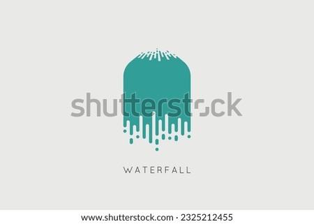 Minimalistic waterfall logo design, Waterfall logotype, Water, River, Smple element