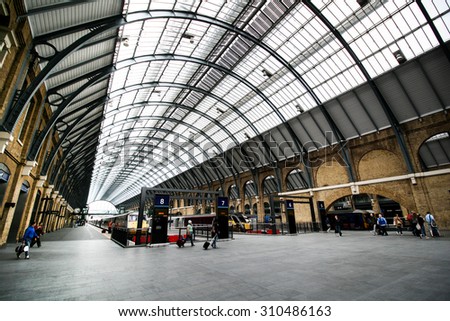 LONDON,UK - JUNE 25 2014 : King Cross Train Station in London