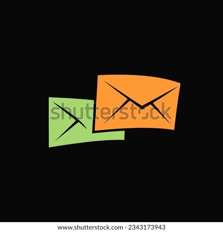 Mail logo. Envelope symbol. Message sign. Mail navigation button. Business abstract logo. Stock Vector illustration isolated on black background