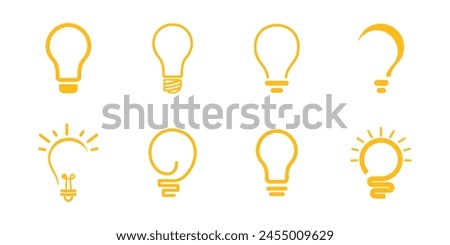 Light bulb lamp icon logo collection set. line outline vector illustration