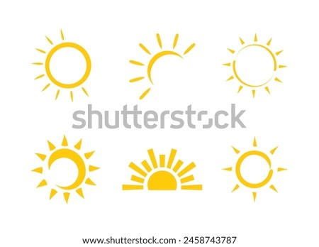 Hand drawn Sun icon vector set. sunshine sunny summer element