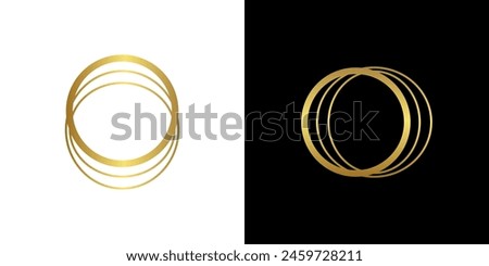 Gold circle golden ring logo vector light round frame luxury