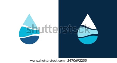 Abstract water drop icon logo pure blue color pure nature