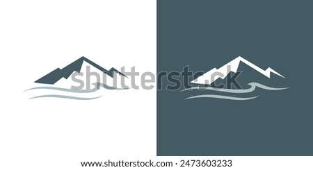 Mountain wave logo vector. water ocean sea river hill abstract illustration