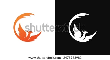 Phoenix circle fire icon logo abstract silhouette vector design isolated