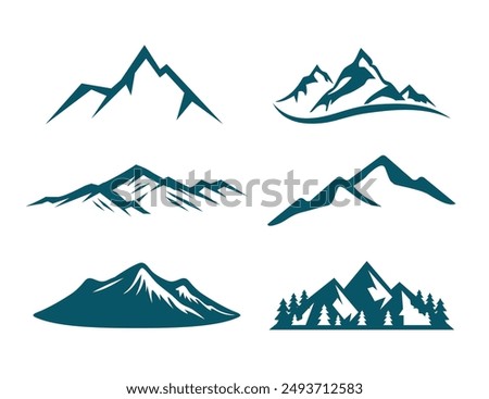 Set of Mountain logo vector. Mountain outdoor silhouette abstract background icon design