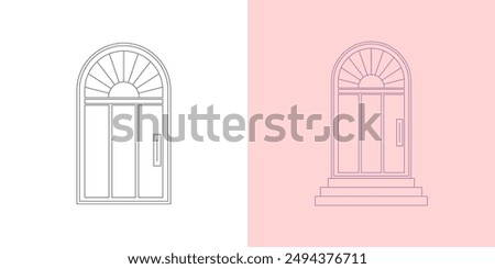 Door outline line vector design luxury interior house descoration illustration