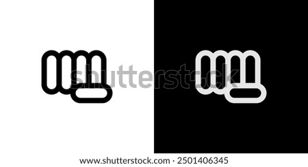 Fist punch hand icon logo vector. Linear outline graphic isolated