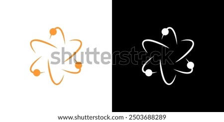 Atom icon logo abstract vector. Electron nuclear proton neutron logo isolated