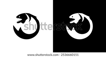 Predator fish in the circle icon logo vector abstract graphic design isolated