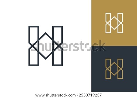 Letter H logo vector line outline. suitable for real estate building contruction company