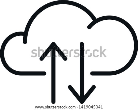 Digital Cloud computing technologies line flat vector icon for mobile application, button and website design. Illustration isolated on white background. EPS 10 design, logo, app, infographic. – Vector