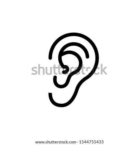 Ear line flat vector icon for mobile application, button and website design. Illustration isolated on white background. EPS 10 design, logo, app, infographic.