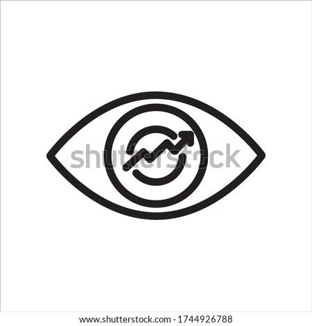 Eye, Money and market security. Flat line vector icon for mobile application, button and website design. Illustration isolated on white background. EPS 10 design, logo, app, infographic, 