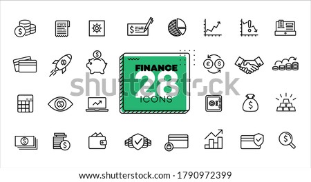 Finance icons set. Line, flat, vector icons for mobile applications, buttons and website design. Illustration isolated on white background. Collection modern logo, app, infographic with EPS 10 format