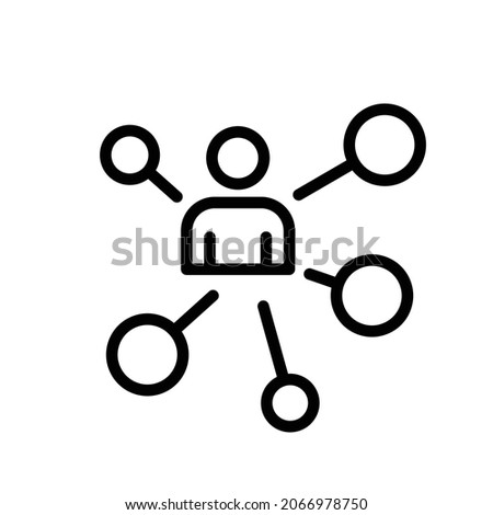 Business network, online working. Covid-19 Pandemic Crisis. Stay at home collection. Flat line vector icon for mobile application, button and website design. Illustration isolated on white background