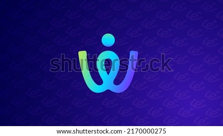 W letter logo with people head. People work logo design concept, symbol, monogram, icon, badge, emblem, logomark, branding, brand design.