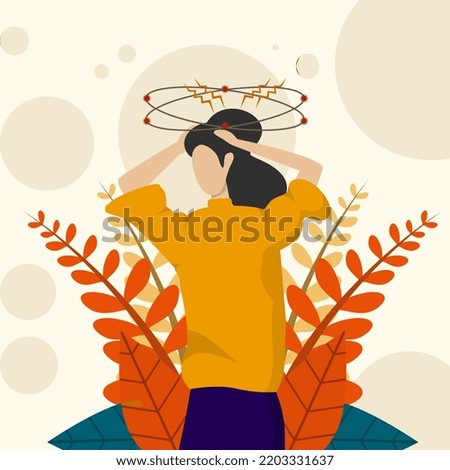 Sick people suffer from vertigo, feel confused, dizzy and have headaches. disease symptoms, migraine, hangover concept. Flat vector illustration for stress.