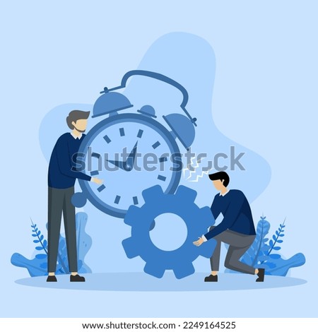 Concept of Efficiency or productivity, improve performance with effective processes, employers combine timers and gears for best efficiency, manage resources and time to optimize best work results.