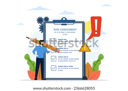 Risk assessment concept. analyzing the level of potential losses, measuring acceptable monetary losses for investments, controlling or limiting losses. flat vector illustration. in the background.