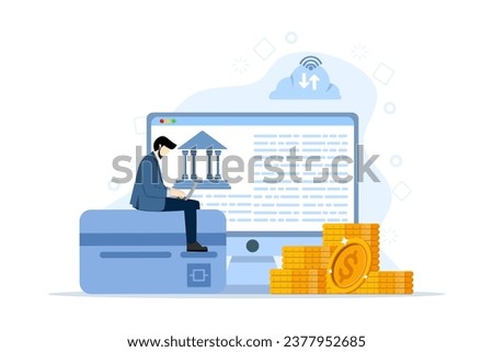 Concept of open banking platform, corporate accounting, electronic invoice with tiny people. Collection of abstract vector illustrations of IT accounting systems. Business finance software.