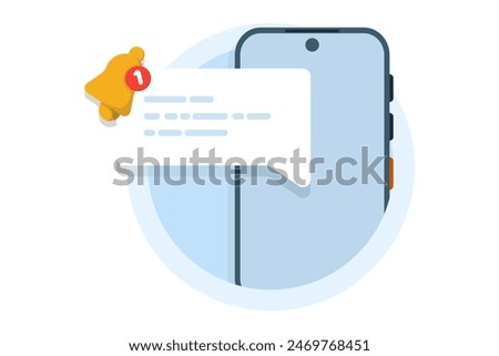 concept of one new notification on smart device screen. notification messages, incoming message reminders, notifications on the device. for landing pages, blank status ui, infographics.