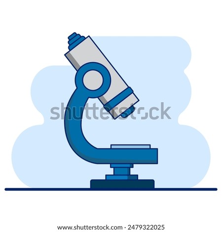 Medical equipment microscope concept, Cartoon Floating Microscope, health laboratory, science test, medical equipment for viewing micro-sized objects. flat vector illustration on background.