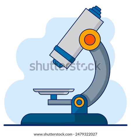 Medical equipment microscope concept, Cartoon Floating Microscope, health laboratory, science test, medical equipment for viewing micro-sized objects. flat vector illustration on background.