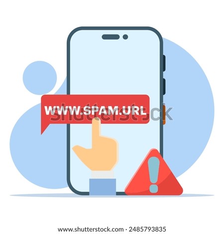 concept Concept do not click on spam URLs, suspicious and dangerous hyperlinks. modern graphic elements for landing page, blank state ui, infographics, icons. flat design vector illustration.