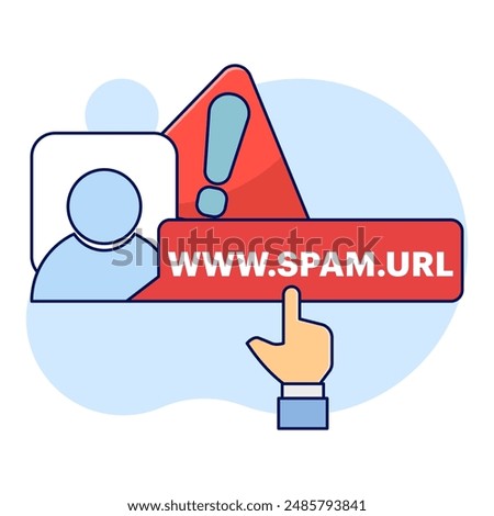 concept Concept do not click on spam URLs, suspicious and dangerous hyperlinks. modern graphic elements for landing page, blank state ui, infographics, icons. flat design vector illustration.