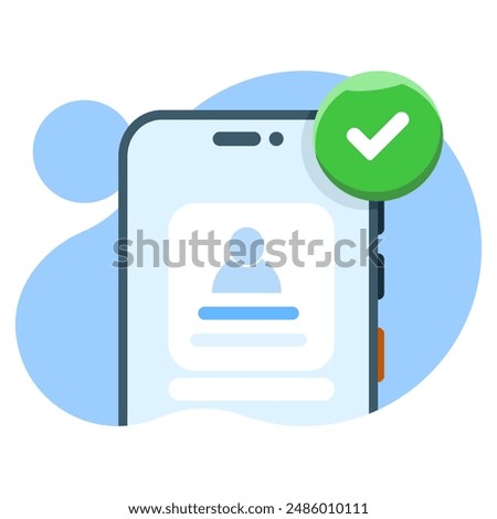 Concept of mobile app account successfully registered, successful login via smart phone. modern graphic elements for pop up ui information, infographics, icons, flat design vector illustration.